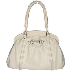 Christian Dior Soft Lady Dior Bowler Bag Ivory Leather Silver Hardware